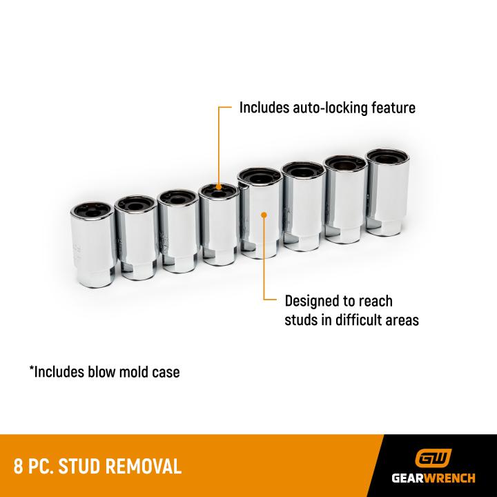 8 Pc. SAE/Metric Stud Removal Set | GEARWRENCH