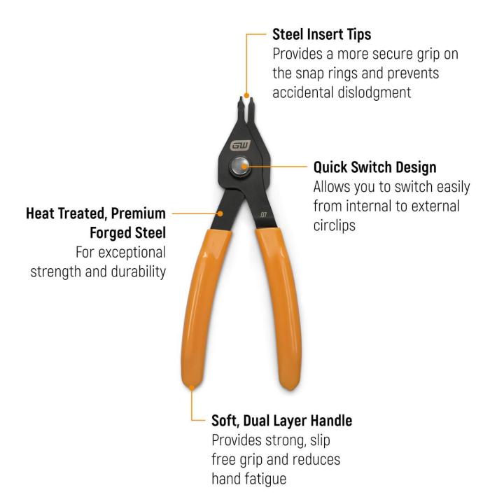 12 Piece Convertible Push Button Snap Ring Pliers Set