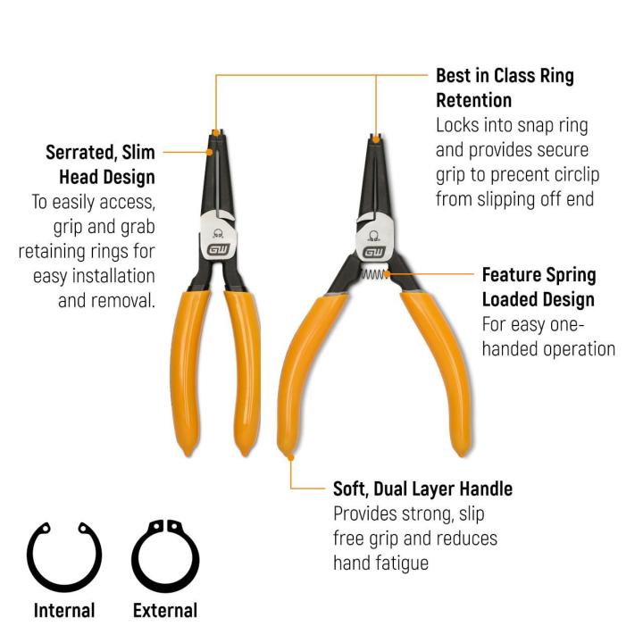 4 Piece Fixed Joint Internal/External Snap Ring Pliers Set