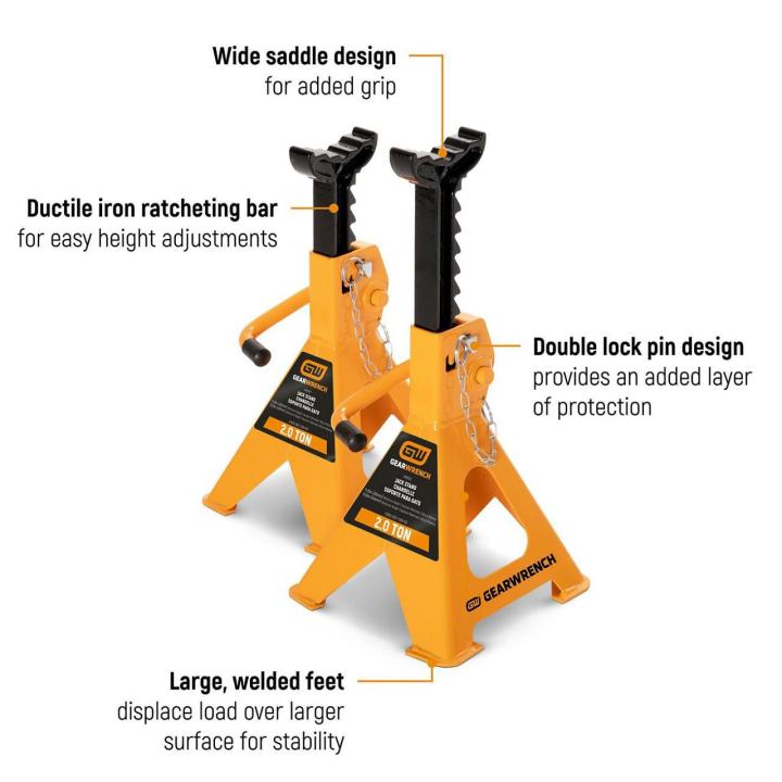 3-Ton Heavy-Duty Jack Stands - 2 Per Pack | Axle Stands