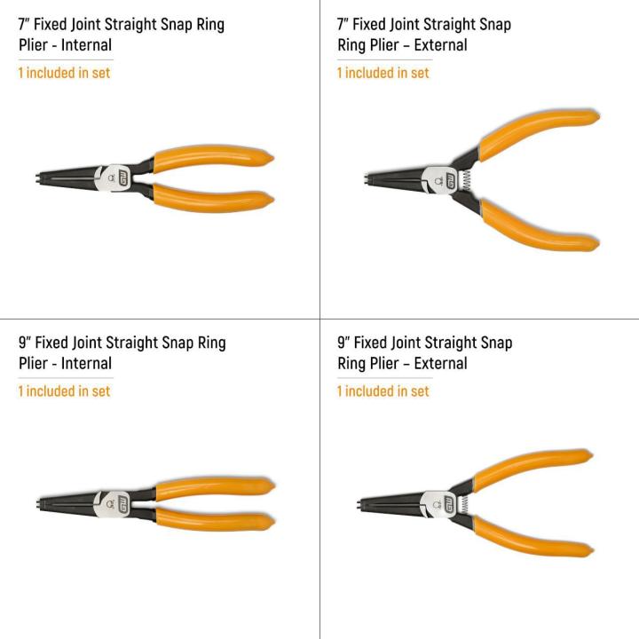 4 Piece Fixed Joint Internal/External Snap Ring Pliers Set