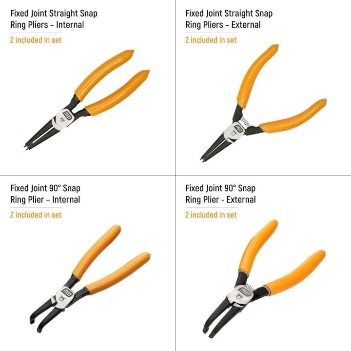 8 Piece Fixed Joint Internal/External Snap Ring Pliers Set