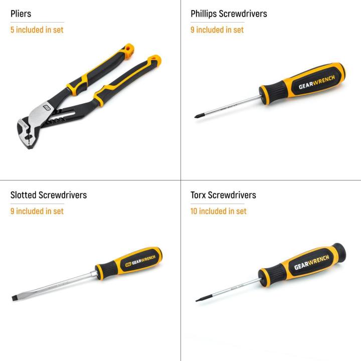 33 Piece Pliers and Screwdrivers Sets in Premium Foam Trays