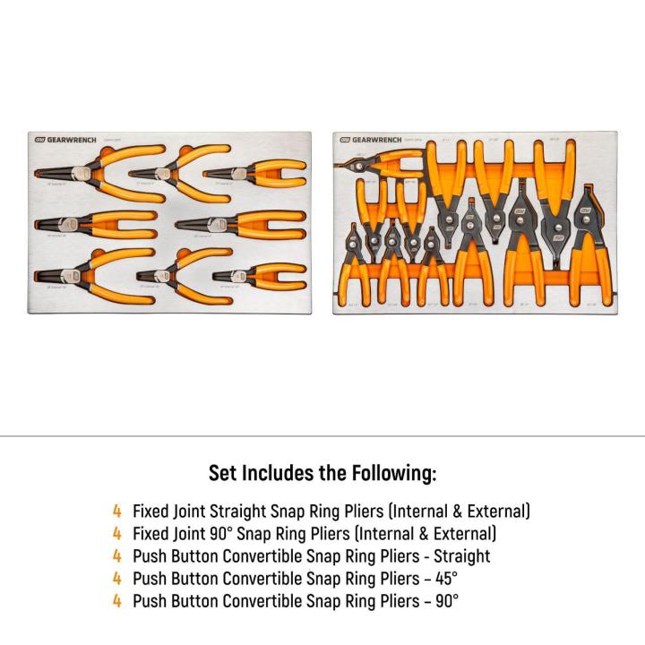 20 Piece Snap Ring Pliers Sets in Premium Foam Trays