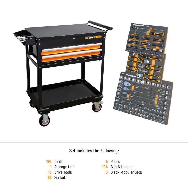 194 Pc. Mechanics Set in Foam Trays with Storage Unit