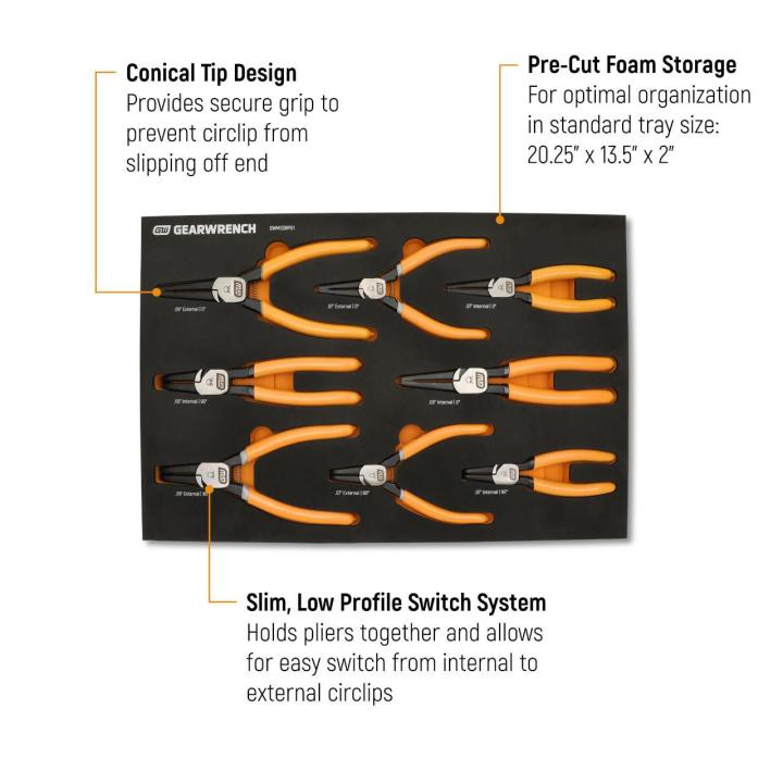 8 Pc. Fixed Joint Internal/External Snap Ring Pliers