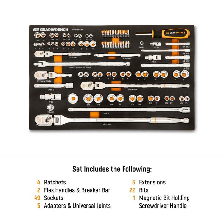 89 Piece 120XP Mechanics Tool Set in Foam Storage Tray