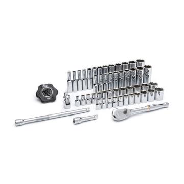 51 Piece 1/4 Drive 6 Point 120XP Standard and Deep SAE/Metric Mechanics Tool Set on white background