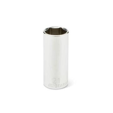 Image of the GEARWRENCH 3/8 Drive 6 Point Deep Metric Socket 21mm on a white background
