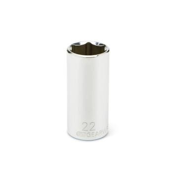 Image of the GEARWRENCH 3/8 Drive 6 Point Deep Metric Socket 22mm on a white background