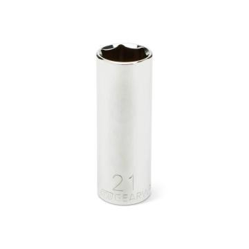 Image of the GEARWRENCH 1/2 Drive 6 Point Deep Metric Socket 21mm on a white background