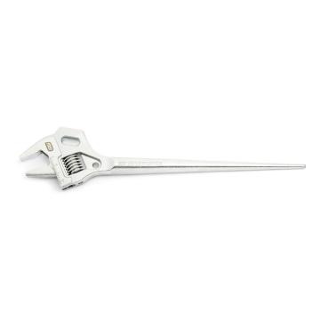 Image of the 16" Lineman Adjustable Spud Wrench showing the scaled jaws towards the left side of the image and the spud handle towards the right side