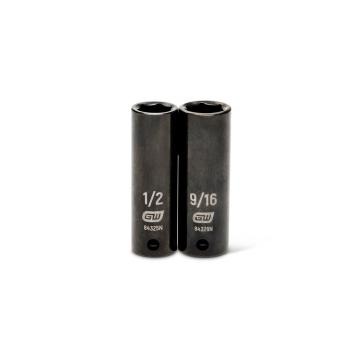 Image of the 2 Piece 3/8" Drive 6 Point SAE Deep Impact Socket Set showing the 1/2" & 9/16 on a white background