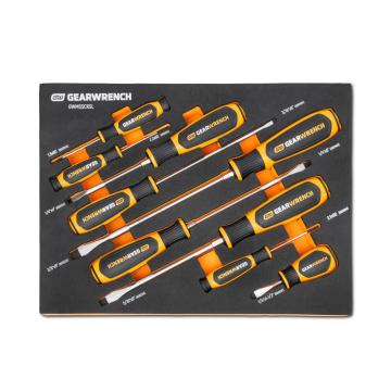 GEARWRENCH 9-piece Phillips® dual material screwdriver set in foam storage tray on a white background.