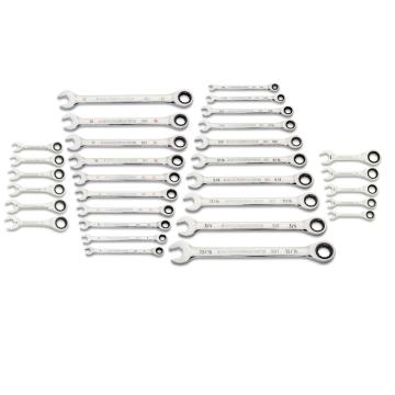 Image of the 31 Piece 90-Tooth 12 Point SAE/Metric Standard/Stubby Combination Ratcheting Wrench Set on a white background
