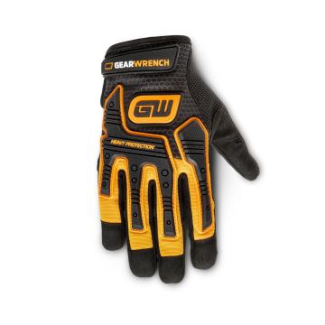 2 GWSGMM2 gloves, one palm side up, and one back of the hand up, on a white background