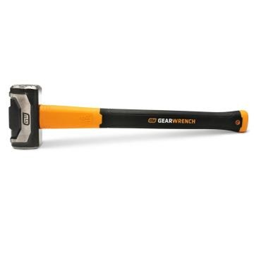 Image of the GERWRENCH 6 lb. 20 Fiberglass Sledgehammer with the head towards the left side of the image and the orange and black handle towards the right side