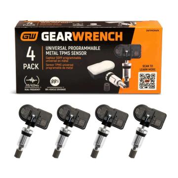 GWTPMSM4PK package with 4 GWTPMSM TPMS sensors under the package on a white background