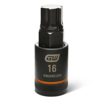 Image of the GEARWRENCH GWUHBS1206 black hex bit socket with the size and part number indicated on the front on a white background