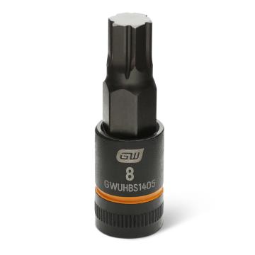 Image of the GEARWRENCH GWUHBS1405 black hex bit socket with the size and part number indicated on the front on a white background