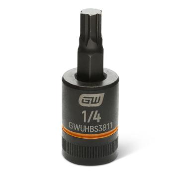 Image of the GEARWRENCH GWUHBS3811 black hex bit socket with the size and part number indicated on the front on a white background