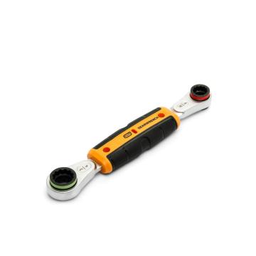 GEARWRENCH Lineman 2-in-1 insulated ratcheting box wrench with orange and black handle, 9/16" and 3/4" ends